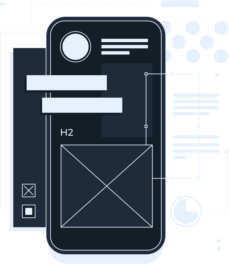 Illustration symbolisiert Webdesign – Smartphone mit Mockups