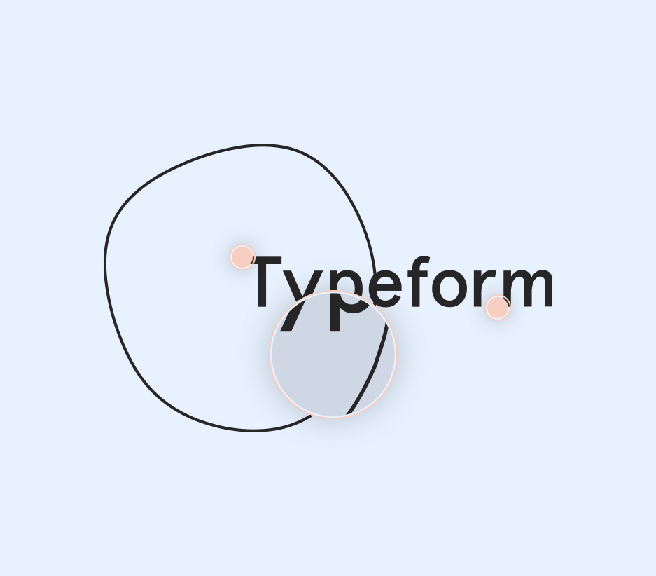 Typeform-Logo symbolisch unter der Lupe